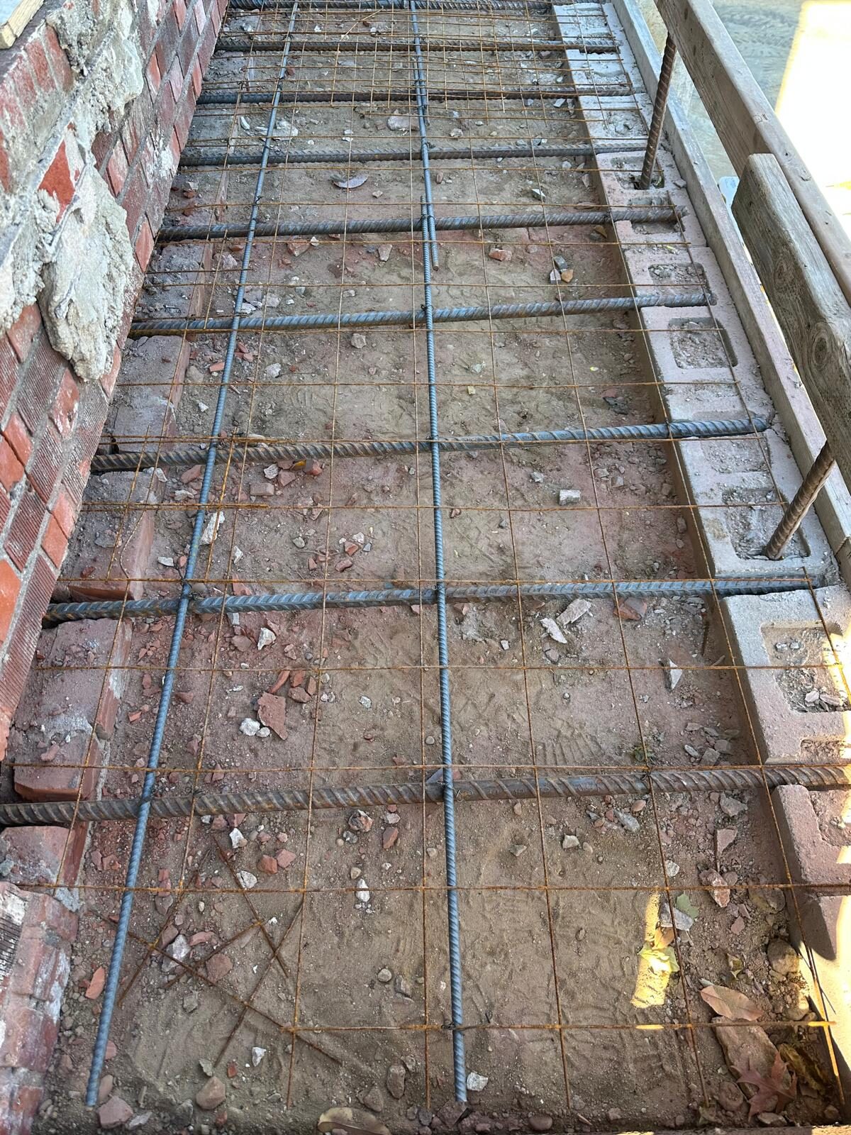 Egress foundation rebar grid before pour - Queens NY